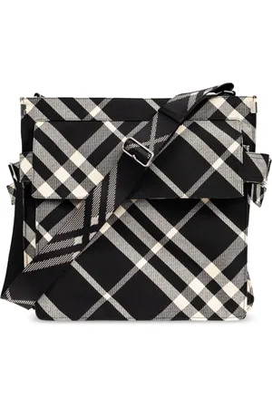 Burberry Torebki, Mężczyzna, Czarny, ONE SIZE, Bawełna, Torebka typu tote w kratę Trench