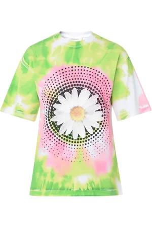 Sportmax Koszulki, Kobieta, Wielobarwność, S, Bawełna, Zielony T-shirt