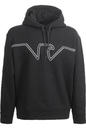 Emporio Armani Bluzy, Mężczyzna, Czarny, L, Bawełna, Bluza z kapturem i wytłaczanym logo