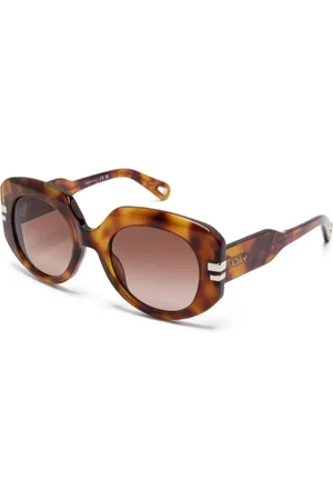 Chloé Akcesoria, Kobieta, brązowy, ONE SIZE, Okulary przeciwsłoneczne Havana z kryształkami