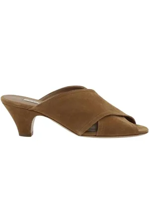 Casadei Buty, Kobieta, brązowy, 37 1/2 EU, Zamsz, Sandały na niskim obcasie z zamszu ze skrzyżowanymi paskami