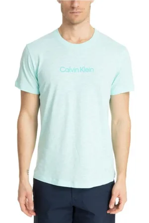 Calvin Klein Koszulki, Mężczyzna, Niebieski, L, Bawełna, Logo Crew Neck Tee