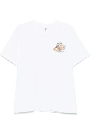 Casablanca Koszulki, Mężczyzna, Biały, XL, Bawełna, T-shirt z nadrukiem i okrągłym dekoltem