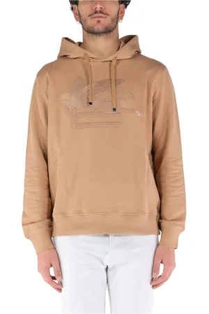 Etro Bluzy, Mężczyzna, Beżowy, M, Bawełna, Bluza z kapturem z dużym logo