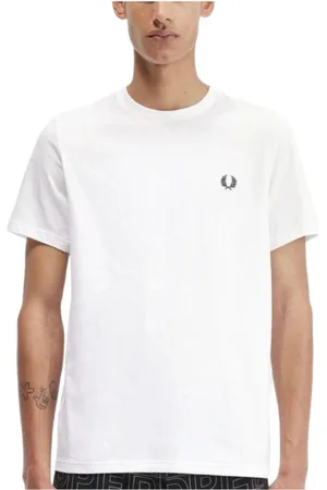 Fred Perry Koszulki, Mężczyzna, Biały, XL, Ponadczasowa klasyczna koszulka z okrągłym dekoltem