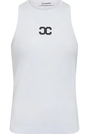 Co`Couture Koszulki, Kobieta, Biały, XS, Bawełna, Sportowy Top na Ramiączkach z Logo