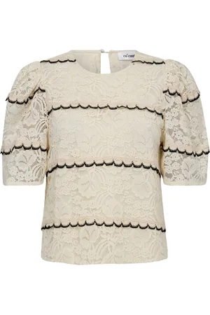 Co`Couture Bluzki, Kobieta, Biały, M, Bawełna, Elegancka Bluzka Koronkowa