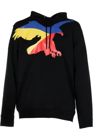 MARCELO BURLON Bluzy, Mężczyzna, Czarny, M, Czarna Bluza z Kapturem Orzeł