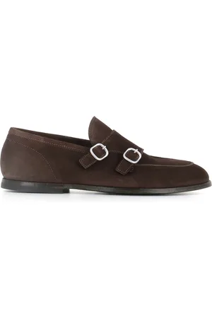 Green george Buty, Mężczyzna, brązowy, 42 EU, Zamsz, Brązowy Loafer zamszowy z srebrnymi klamrami