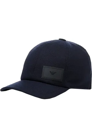 Emporio Armani Akcesoria, unisex, Niebieski, ONE SIZE, Granatowa wełniana czapka baseballowa