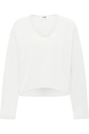 Drykorn Swetry, Kobieta, Biały, XL, Oversized Cropped Pullover z dekoltem w literę O
