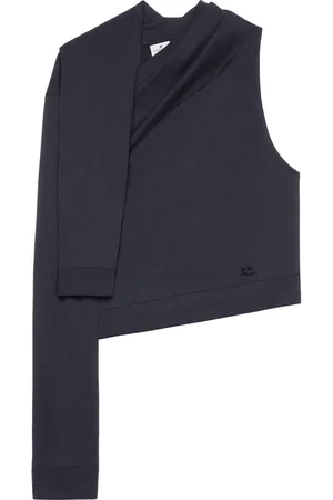 Courrèges Bluzy, Kobieta, Czarny, M, Bawełna, Asymetryczna bluza z odkrytym ramieniem