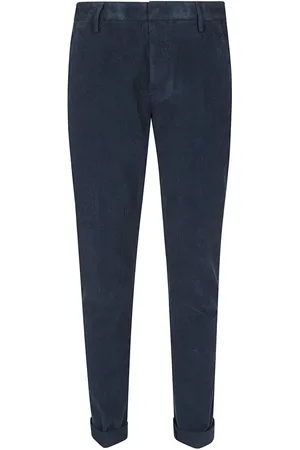 Dondup Spodnie, Mężczyzna, Niebieski, W38, Niebieskie Sztruksowe Slim Chino Spodnie