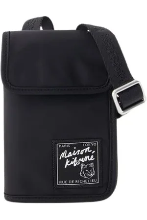 Maison Kitsuné Torebki, Mężczyzna, Czarny, ONE SIZE, Poliester, Stylowa Torba Messenger