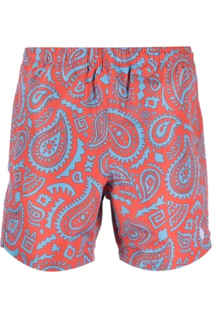 MARCELO BURLON Stroje kąpielowe, Mężczyzna, Wielobarwność, L, Poliester, Niebieskie szorty kąpielowe w paisley
