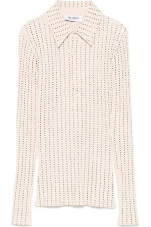 The Attico Swetry, Kobieta, Beżowy, 2XS, Sweter Zapinany na Guziki