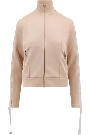 Fendi Bluzy, Kobieta, Beżowy, M, Poliester, Techniczna bluza rozpinana z detalami z logo
