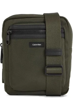 Calvin Klein Torebki, Mężczyzna, Zielony, ONE SIZE, Zielona Torba Kurierka z Poliestru