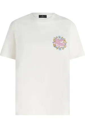 Etro Koszulki, Kobieta, Biały, M, Bawełna, Casualowy T-shirt z krótkim rękawem