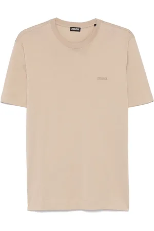 Ermenegildo Zegna Koszulki, Mężczyzna, Beżowy, M, Bawełna, Bawełniany T-shirt
