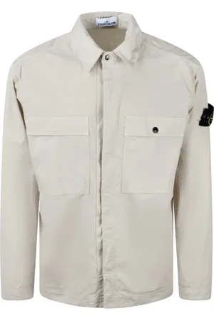 Stone Island Kurtki, Mężczyzna, Szary, M, Kurtka Overshirt z elastanu
