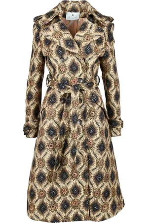 Etro Płaszcze, Kobieta, Wielobarwność, XS, Bawełna, Stylowy trencz