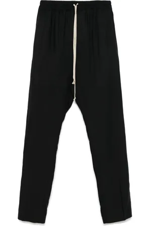 Rick Owens Spodnie, Mężczyzna, Czarny, S, Wełna, Czarne wełniane spodnie slim