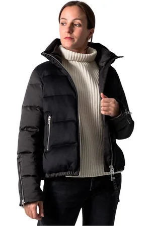 Duno Kurtki, Kobieta, Czarny, L, Wełna, Krótka, oversize`owa kurtka puchowa z wełny i satyny