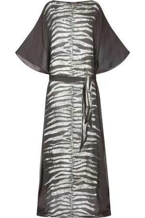 Roberto Cavalli Sukienki, Kobieta, Czarny, S, Sukienka z Jedwabiu z Paskiem i Wzorem Zebry