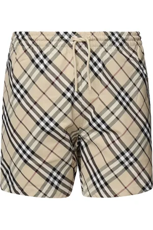 Burberry Stroje kąpielowe, Mężczyzna, Beżowy, S, Kostium kąpielowy w kratę Vintage