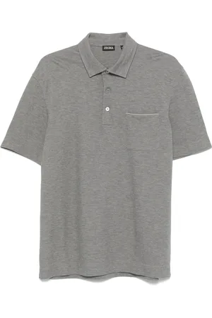 Ermenegildo Zegna Koszulki, Mężczyzna, Szary, L, Bawełna, Bawełniana Koszulka Polo 3 Guziki Włoska
