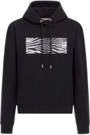 Roberto Cavalli Bluzy, Mężczyzna, Czarny, L, Bluza z flagą Czarna Wyprodukowana we Włoszech