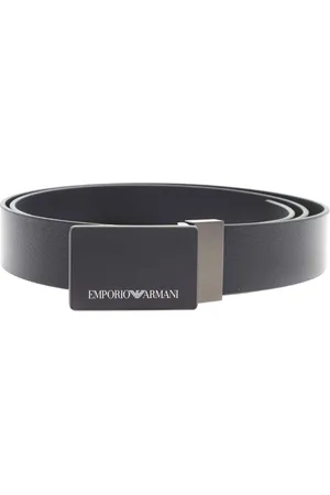 Emporio Armani Akcesoria, Mężczyzna, Niebieski, ONE SIZE, Skóra, Pasek ze skórzanym wykończeniem w kolorze granatu