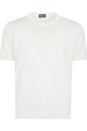 DRUMOHR Koszulki, Mężczyzna, Biały, M, Luźny Bawełniany T-shirt