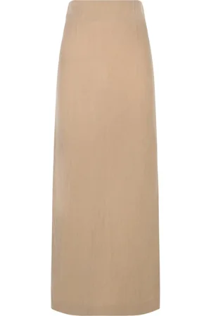 Cortana Spódnice, Kobieta, Beżowy, S, Wełna, Dakota Maxi Skirt