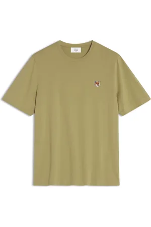 Maison Kitsuné Koszulki, Mężczyzna, Zielony, XL, Fox Head Patch T-shirt