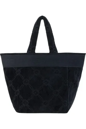 Elisabetta Franchi Torebki, Kobieta, Czarny, ONE SIZE, Bawełna, Torba Tote z żakardowej tkaniny frotte