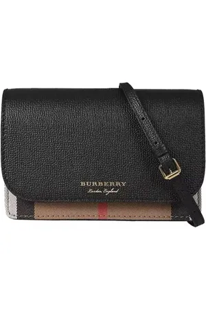 Burberry Torebki, Kobieta, Czarny, ONE SIZE, Skóra, Skórzana torebka listonoszka z odpinanym paskiem