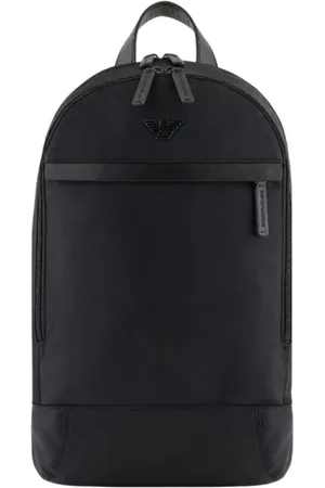 Emporio Armani Torebki, Mężczyzna, Czarny, ONE SIZE, Nylon, Nylonowy plecak z plakietką orła
