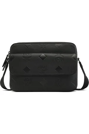 MCM Torebki, Mężczyzna, Czarny, ONE SIZE, Skóra, Aren torba kurierska z skóry z Maxi monogramem