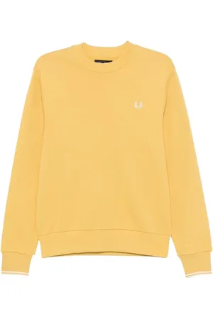 Fred Perry Bluzy, Mężczyzna, Żółty, M, Bawełna, Żółta bluza dresowa z haftowanym logo