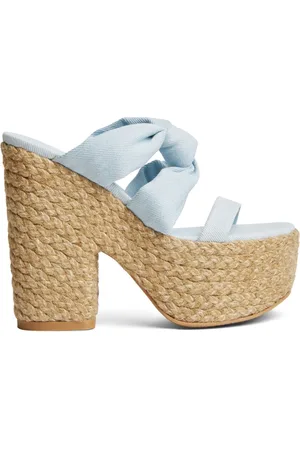 Stuart Weitzman Buty, Kobieta, Niebieski, 37 EU, Denim, Playa So High 145 Knot Platform Slide