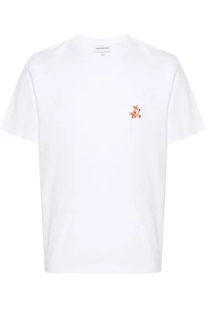 Maison Kitsuné Koszulki, Mężczyzna, Biały, M, Bawełna, Koszulka T-shirt Speedy Fox z okrągłym dekoltem