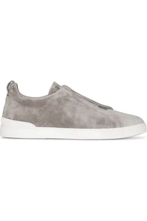 Ermenegildo Zegna Buty, Mężczyzna, Szary, 40 EU, Zamsz, Zamszowe sneakersy Triple Stitch Low Top