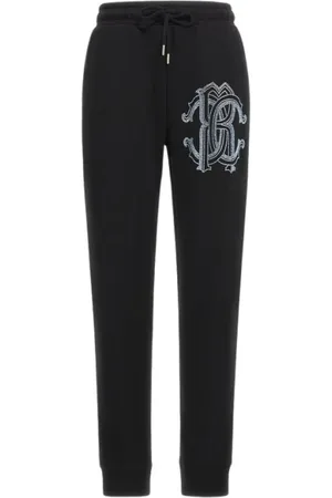 Roberto Cavalli Spodnie, Kobieta, Czarny, L, Monogram RC Sportowe Spodnie Czarne Kobieta