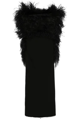 Sportmax Sukienki, Kobieta, Czarny, S, Czarna sukienka z piórami