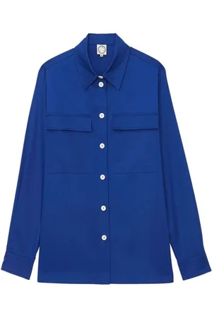 Inès de la Fressange Bluzki, Kobieta, Niebieski, XL, Bawełna, Niebieska Chandler Overshirt z rozkloszowanym krojem