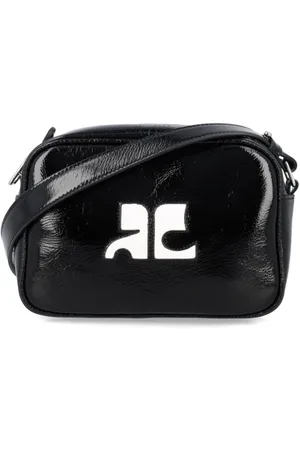 Courrèges Torebki, Kobieta, Czarny, ONE SIZE, Skóra, Czarna Torba Crossbody ze Skóry Lakierowanej