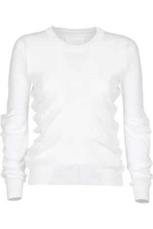 Maison Margiela Bluzy, Kobieta, Biały, M, Bawełna, Bawełniana bluza z okrągłym dekoltem i długimi rękawami