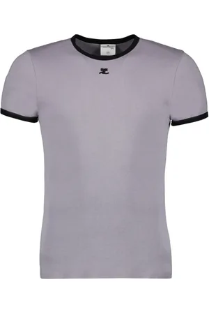 Courrèges Koszulki, Mężczyzna, Szary, L, Bawełna, Koszulka T-shirt z kontrastem